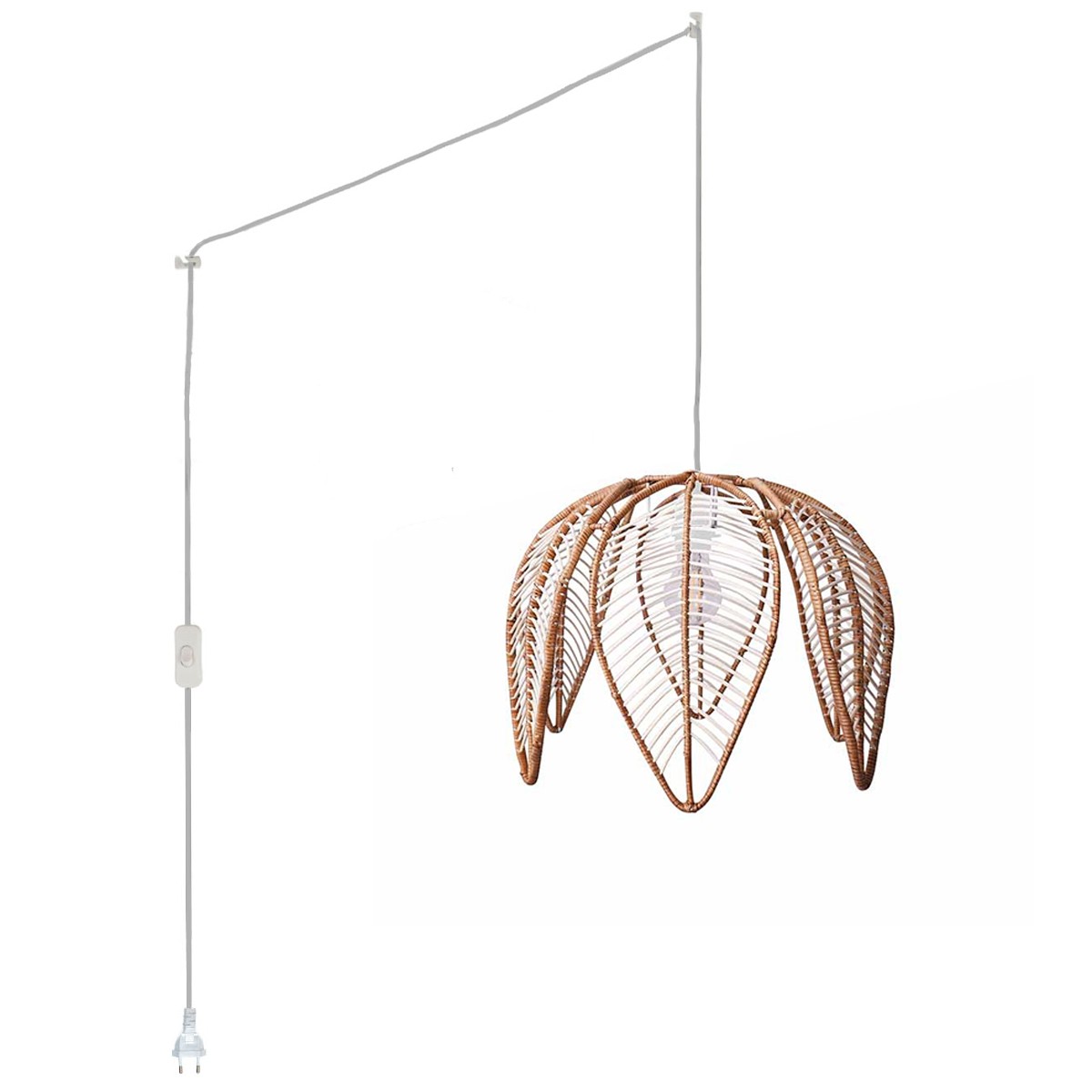 Candeeiro suspenso design de flor feito de rattan