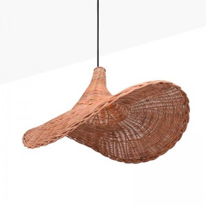 Luminária de  teto design de chapéu e material natural