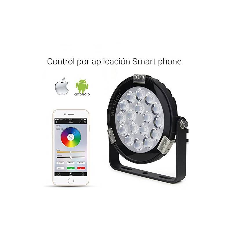 Foco projetor LED 9W RGB+CCT controlo por RF/WiFi - IP65