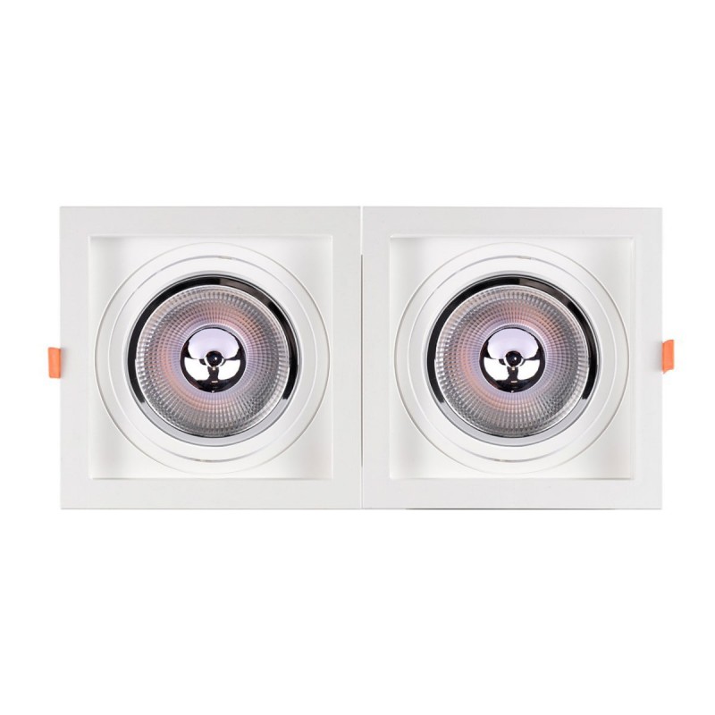 Aro downlight quadrado cardan branco duplo para lâmpadas QR111 ou AR111 Aro downlight quadrado cardan branco duplo para lâmpadas QR111 ou AR111