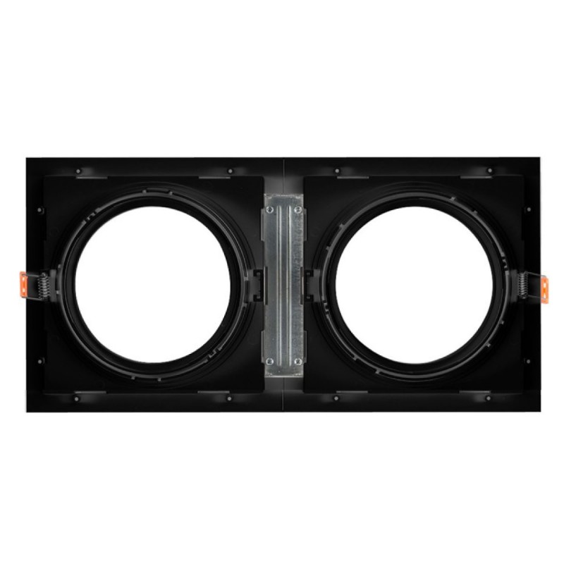 Aro downlight quadrado cardan duplo preto para lâmpadas QR111 ou AR111 Aro downlight quadrado cardan duplo preto para lâmpadas QR111 ou AR111