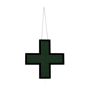 Cruz de farmácia LED cor verde - 60x60cm - Uma face - IP20