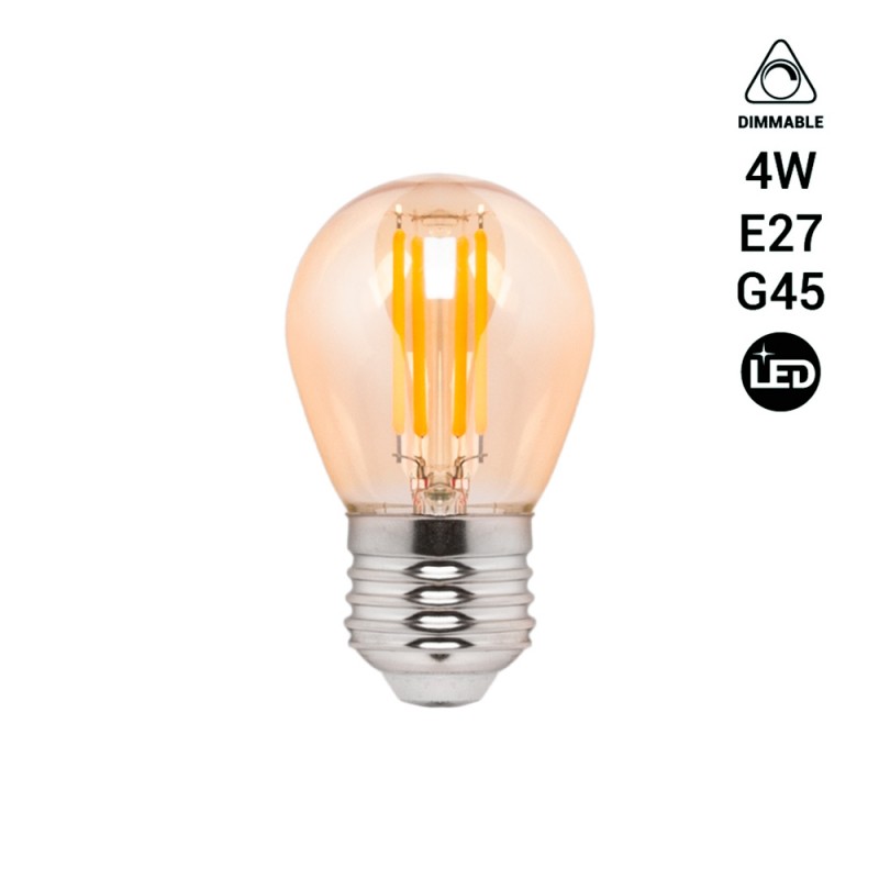 Lâmpada filamento LED  vintage âmbar - Regulável - E27 G45 - 4W Lâmpada filamento LED  vintage âmbar - Regulável - E27 G45 - 4W