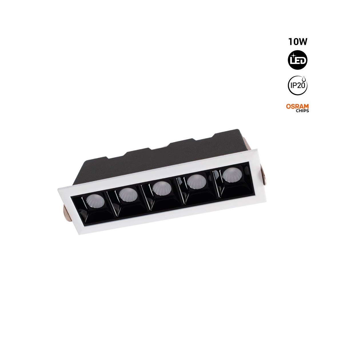 Foco linear LED encastrável 10W - Chip OSRAM - UGR18 - CRI90