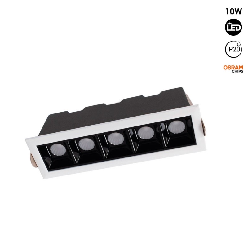 Foco linear LED encastrável 10W - Chip OSRAM - UGR18 - CRI90