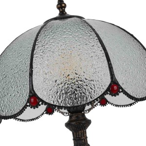 Candeeiro de mesa  com sofisticado abajur de cristal inspiração nas lâmpadas Tiffany