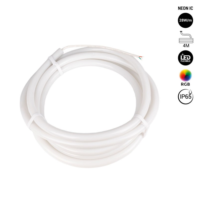 Neon LED flexível inteligente RGB neon IC - 360º circular - Ø22mm - 4 metros - 12V DC - 28W/m - IP65