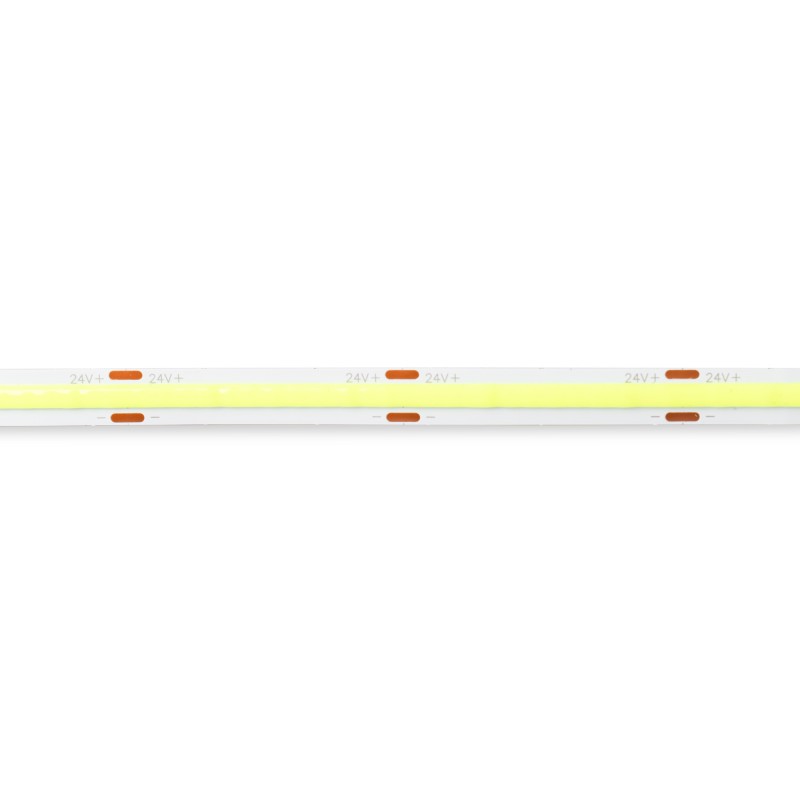 Fita COB LED 24V DC - 12W/m - Cores - 8mm - IP20 - Rolo de 5 metros - Corte a cada 4cm - Corte a cada 4cm Fita COB LED 24V DC - 12W/m - Cores - 8mm - IP20 - Rolo de 5 metros - Corte a cada 4cm - Corte a cada 4cm