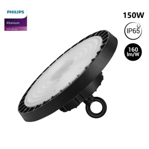 Luz LED industrial - Driver PHILIPS - 150W - 160lm/W - Chip PHILIPS - Regulável 1-10V - IP65