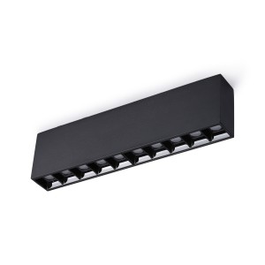 Luminária linear de superfície LED preta - 20W - UGR18 - CRI90 - Chip OSRAM