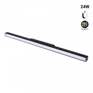 Luminária linear opalina para carril magnético CCT - 24W - Mi Light - preta