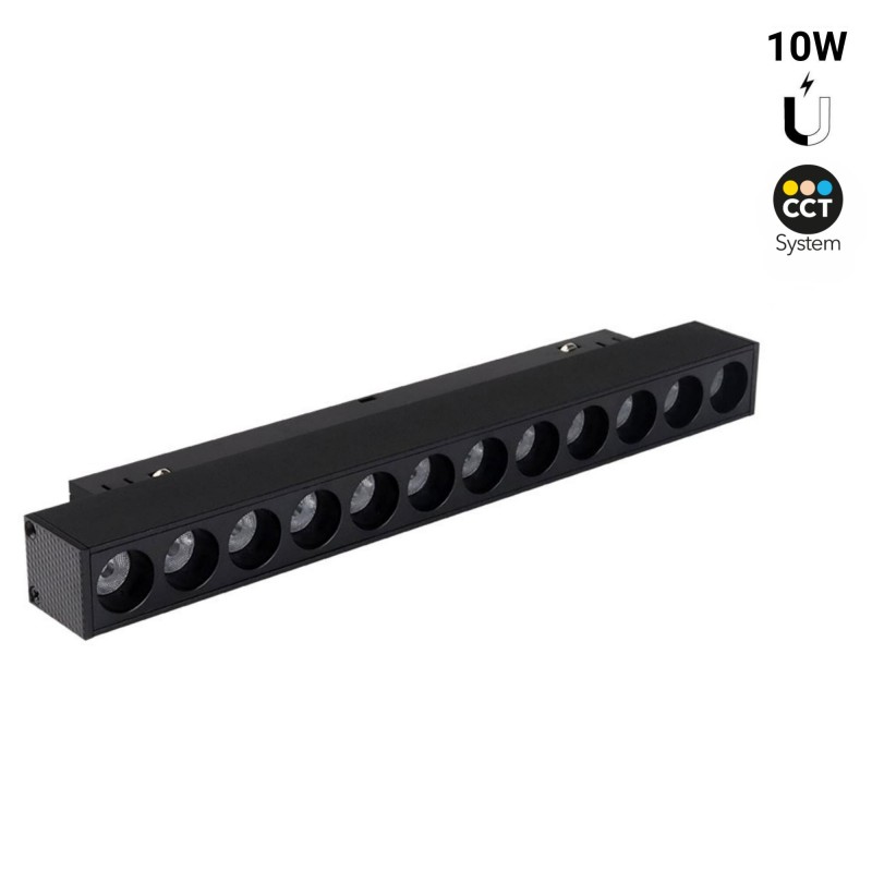 Luminária linear de carril magnético CCT - 10W - UGR18 - Mi Light - preta