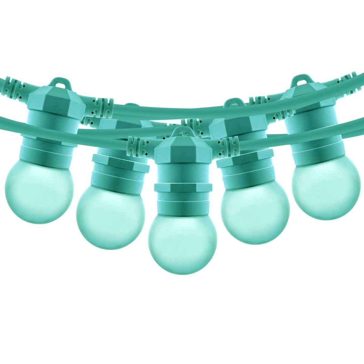 Kit de grinalda luzes para exterior 10 metros + 10 lâmpadas LED E27 1W - Branco quente - verde