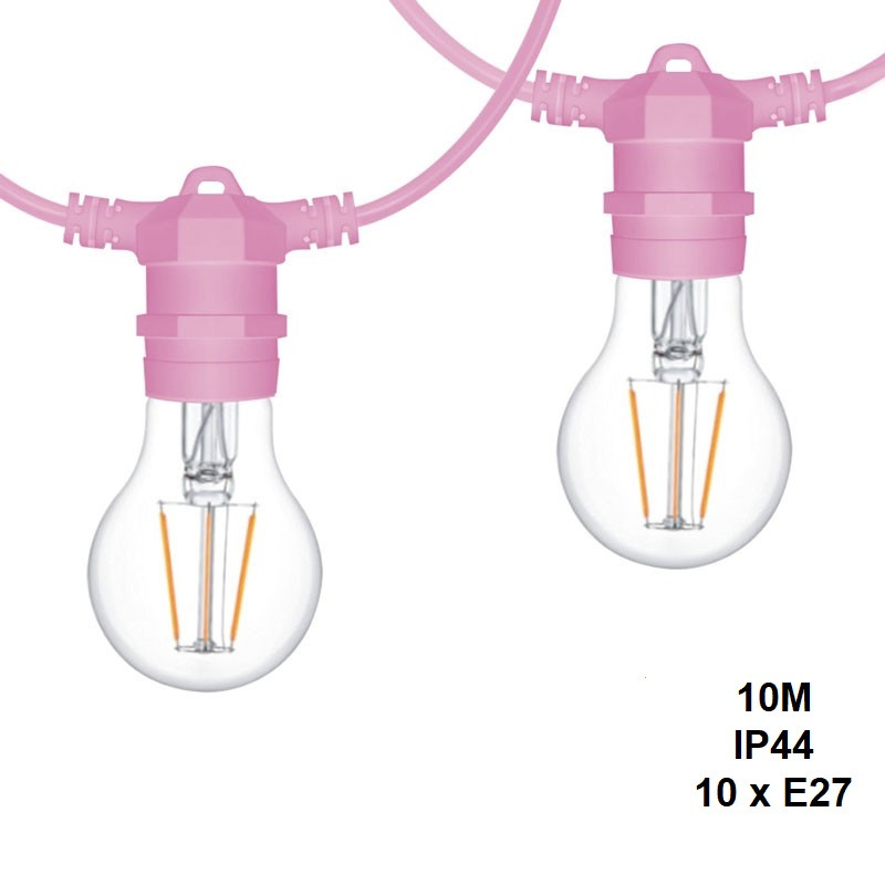 Grinalda decorativa exterior 10 metros - IP44 - rosa Grinalda decorativa exterior 10 metros - IP44 - rosa