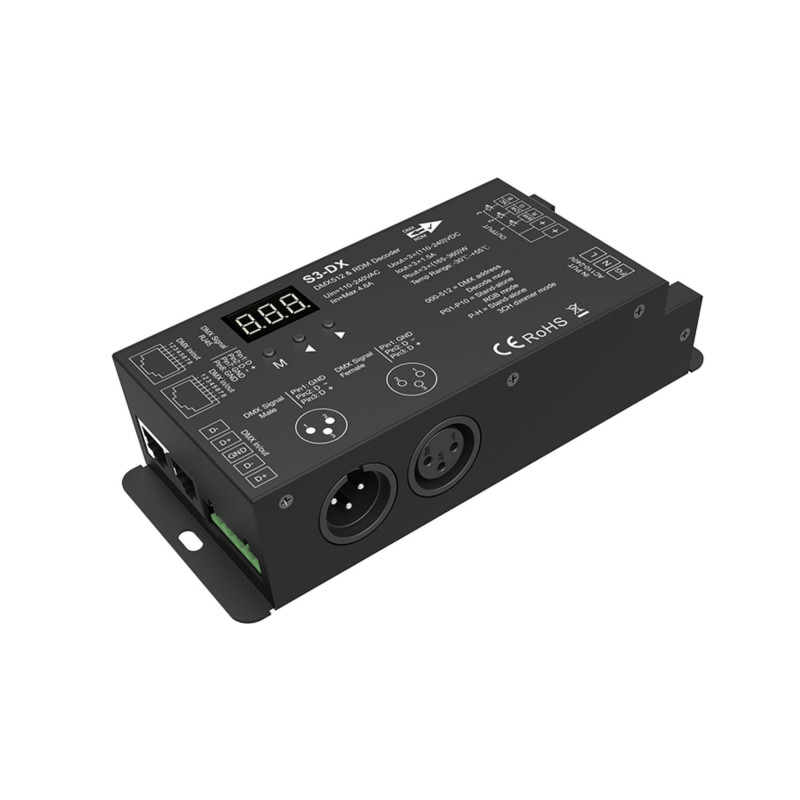 Descodificador DMX512 110-240V AC - 1,5A/canal - 3 canais