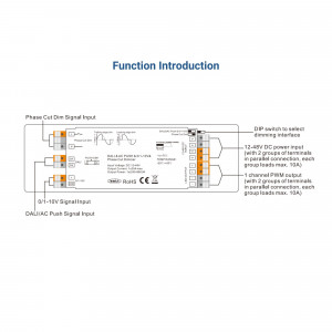 Controlador 4 em 1 - 12-48V DC - TRIAC + 0/1-10V + DALI + PUSH