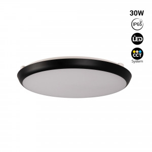 Plafon LED estanque CCT - 30W - Ø35cm - 3180lm - IP65 - preto