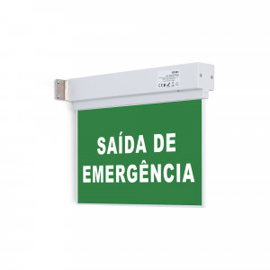 Luz de emergência permanente de superfície com placa autocolante “Saída de emergência”