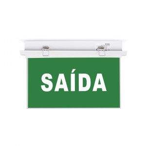 Luz de emergência permanente de encastrar com placa autocolante "Saída"