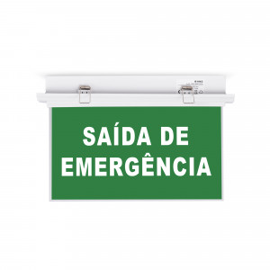 Luz de emergência permanente de encastrar com pictograma autocolante “Saída de Emergência”