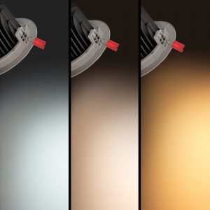 Iluminação embutida com três opções de temperatura de cor