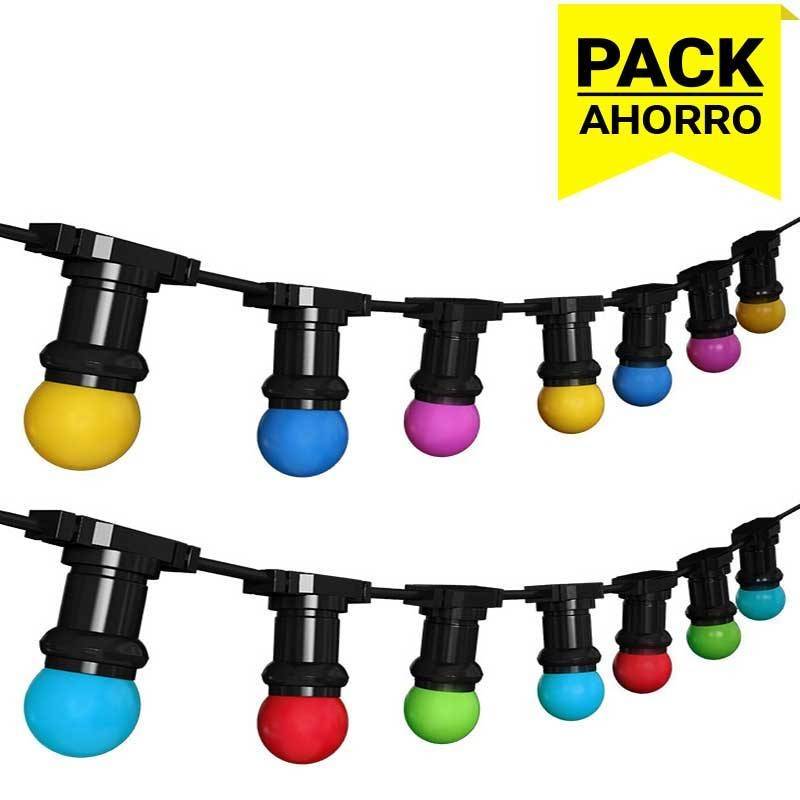 Pack Grinalda Exterior 6,5m com10 Lâmpadas LED de cores mistas