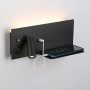 Aplique de parede para leitura preto  com porta USB "Kerta" - Iluminação dupla - 3W+7W