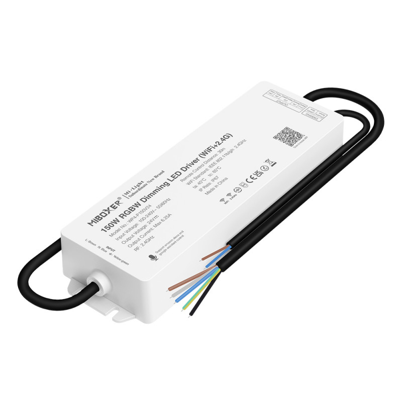 Controlador de Fita LED RGB / RGBW com fonte de alimentação 150W - 24V DC - WIFI+2.4G - IP67