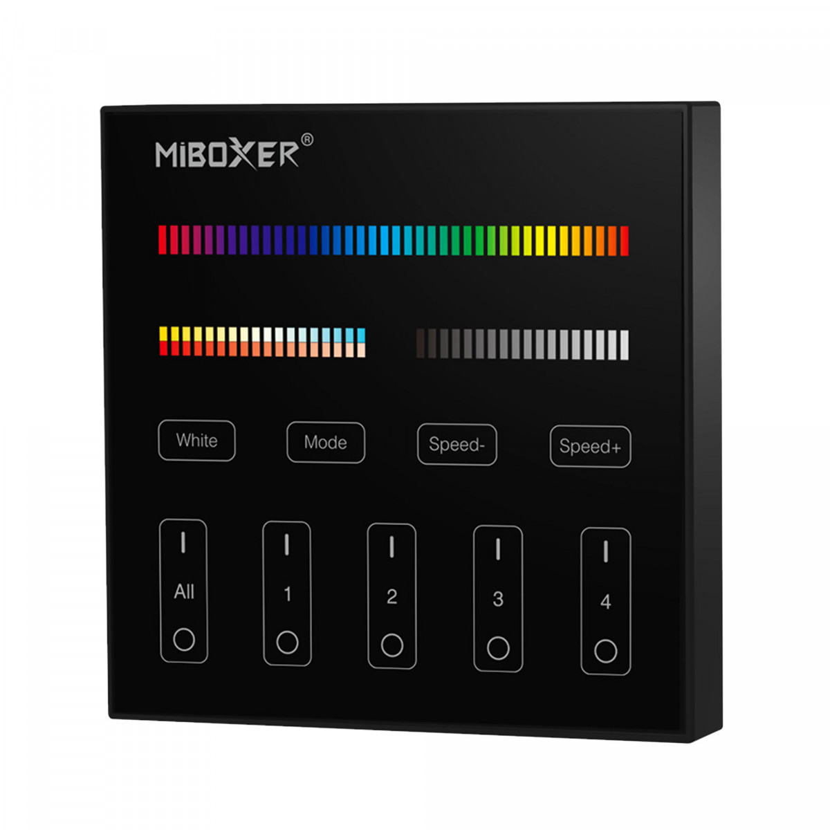 Painel de controlo tátil RGB + CCT - 4 zonas - Preto - Milight