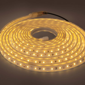 Rolo de 5 metros de fita LED na tonalidade branco quente - IP65