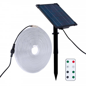 Fita LED solar para exterior com controlo remoto 40W - 12mm - 10 metros - 2700K - IP65