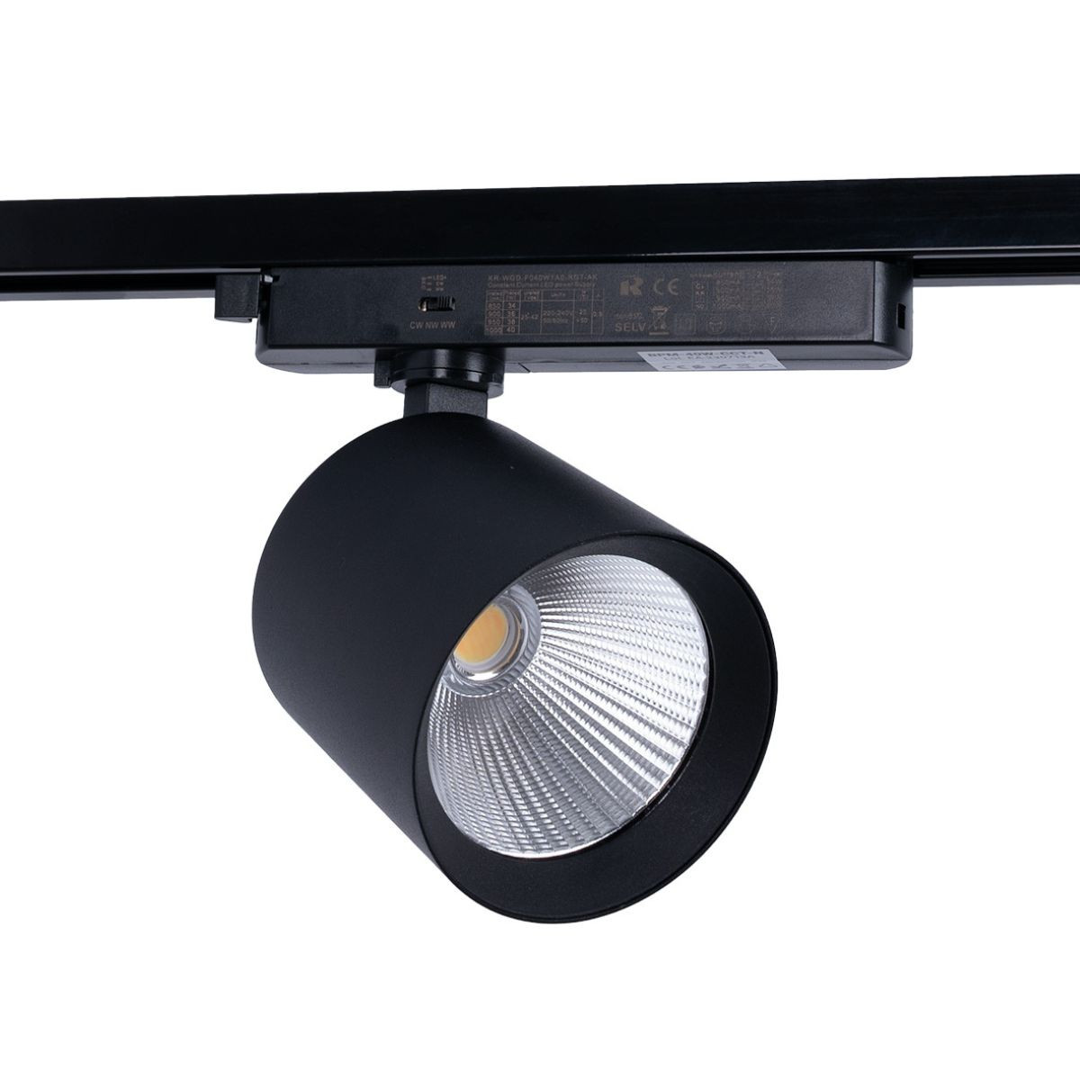 Projetor de calha LED monofásico CCT - 40W - CRI 90 - Driver KGP