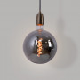Lâmpada LED design de globo com sombra cinzenta e filamento dourado,