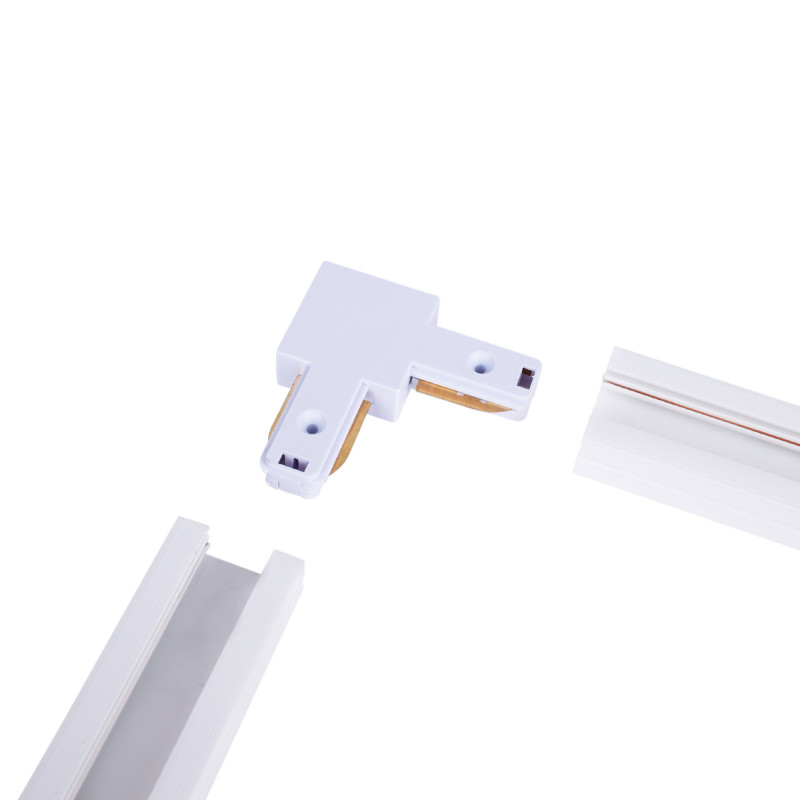 Acessório para unir carris monofásicos de PVC a 90º Acessório para unir carris monofásicos de PVC a 90º