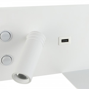 Luminária de parede dupla com entrada USB para carregamento de dispositivo