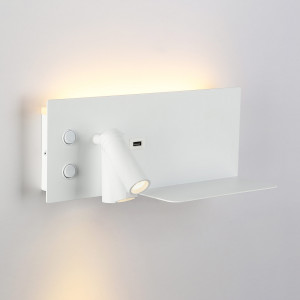 Luminária de parede com foco orientável e luz traseira - cor branca