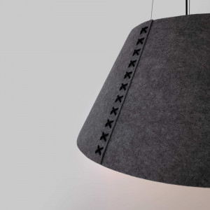 Luminária acústica suspensa vertical de cor cinza