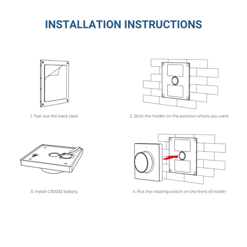 Instalação do Painel controlador roleta RF - Monocromática + CCT - Base magnética - Mi Light - Branco