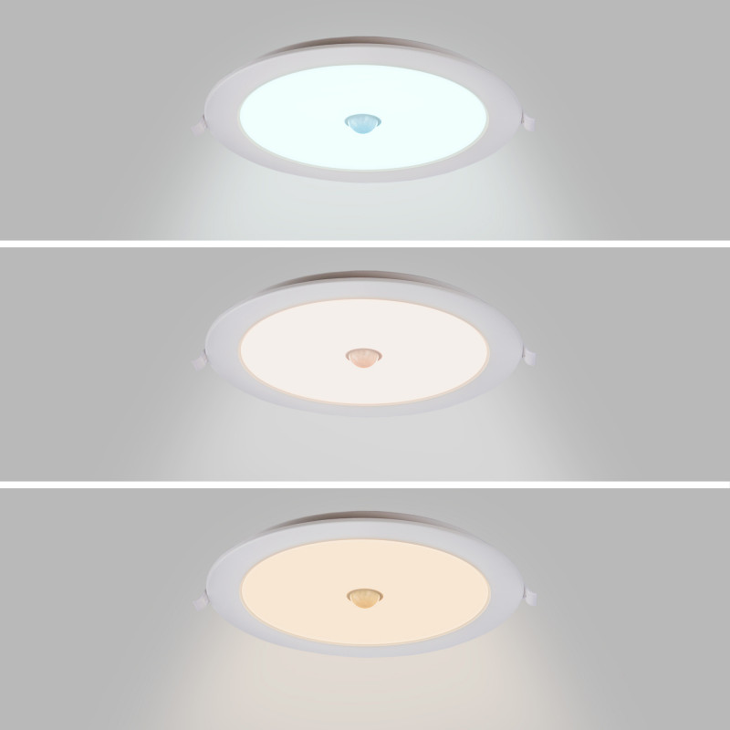 Downlight LED CCT com sensor PIR - 18W - Recorte Ø 200-210mm