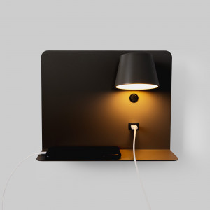 Candeeiros LED de cor preta  para leitura com porta USB design horizontal