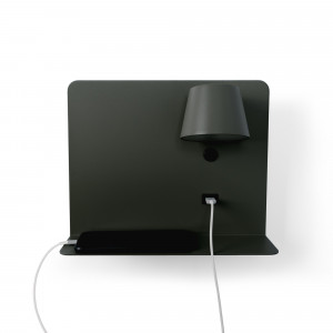Candeeiro de parede preto para leitura com porta USB