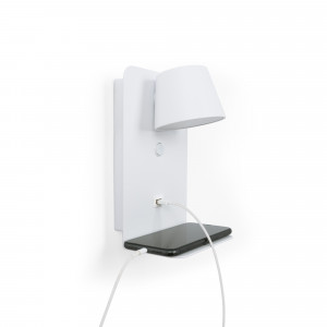 Pack x 2 - Candeeiro de parede para leitura com porta USB "BASKOP" - 6W - Design vertical - Branco