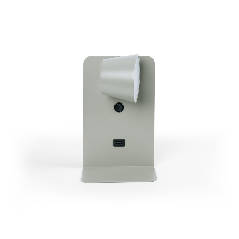 Pack x 2 - Aplique de parede para leitura com porta USB "BASKOP" - 6W - Design vertical - Cinzento Pack x 2 - Aplique de parede para leitura com porta USB "BASKOP" - 6W - Design vertical - Cinzento