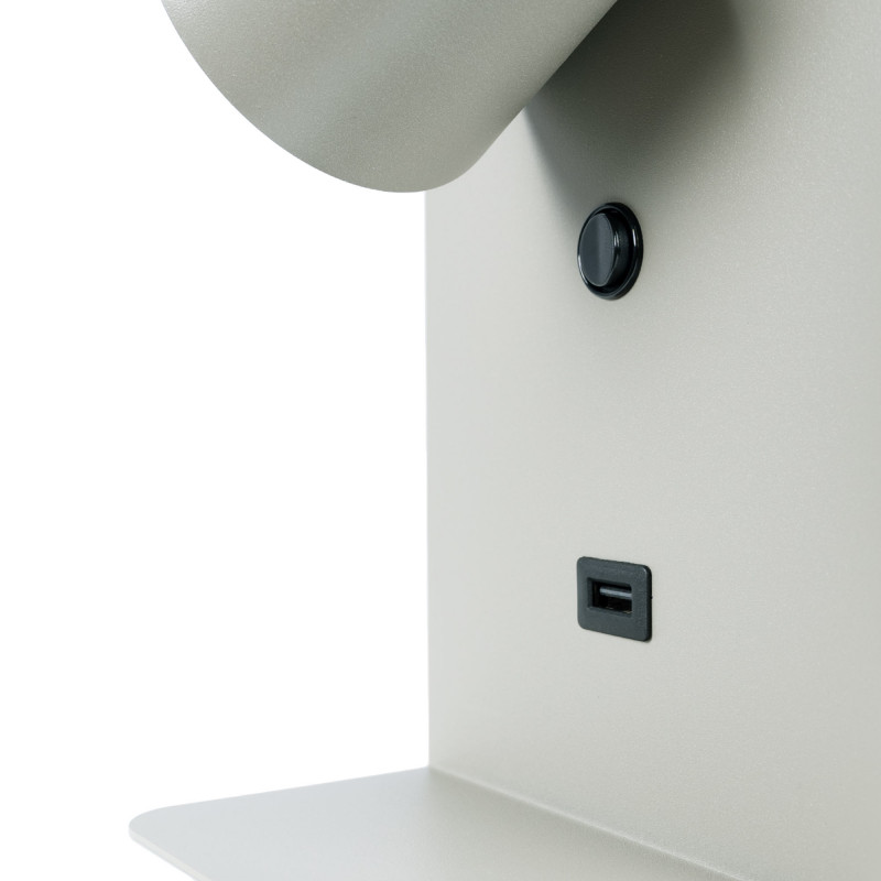 Detalhes do aplique de parede com interruptor e entrada USB Detalhes do aplique de parede com interruptor e entrada USB