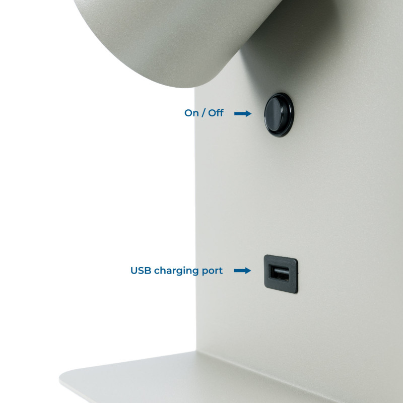Detalhes do aplique de parede com interruptor e entrada USB Detalhes do aplique de parede com interruptor e entrada USB