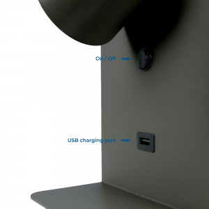 Aplique de parede com interruptor e porta USB
