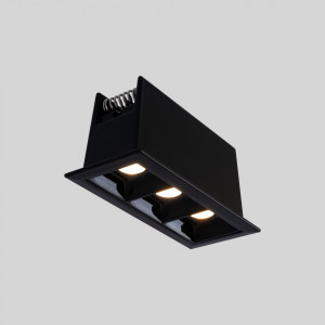 Foco LED linear triplo de encastrar 6W - UGR18 - CRI90 - Chip OSRAM - Preto