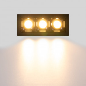 Foco downlight linear LED triplo de embutir 6W - CRI90 - cor preta