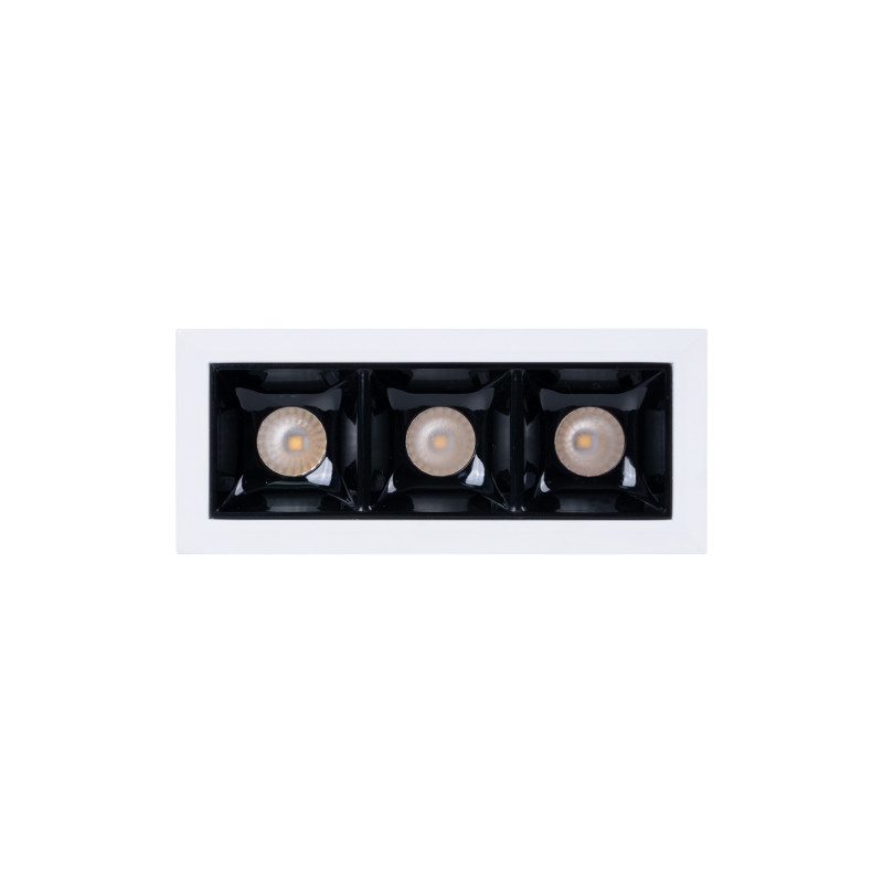 Luminária LED linear encastrável tripla 6W - UGR18 - CRI90 - Chip OSRAM - Branco