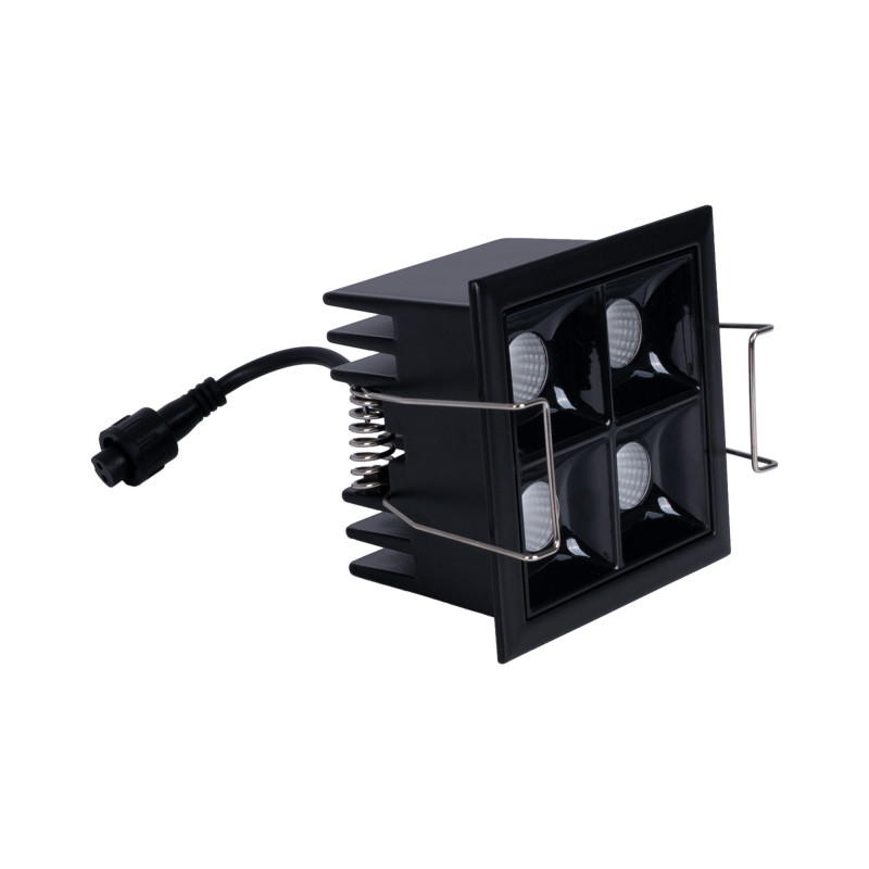 Downlight LED quadrado de encastrar 8W - 4 focos - UGR18 - CRI90 - Chip OSRAM - Preto Downlight LED quadrado de encastrar 8W - 4 focos - UGR18 - CRI90 - Chip OSRAM - Preto